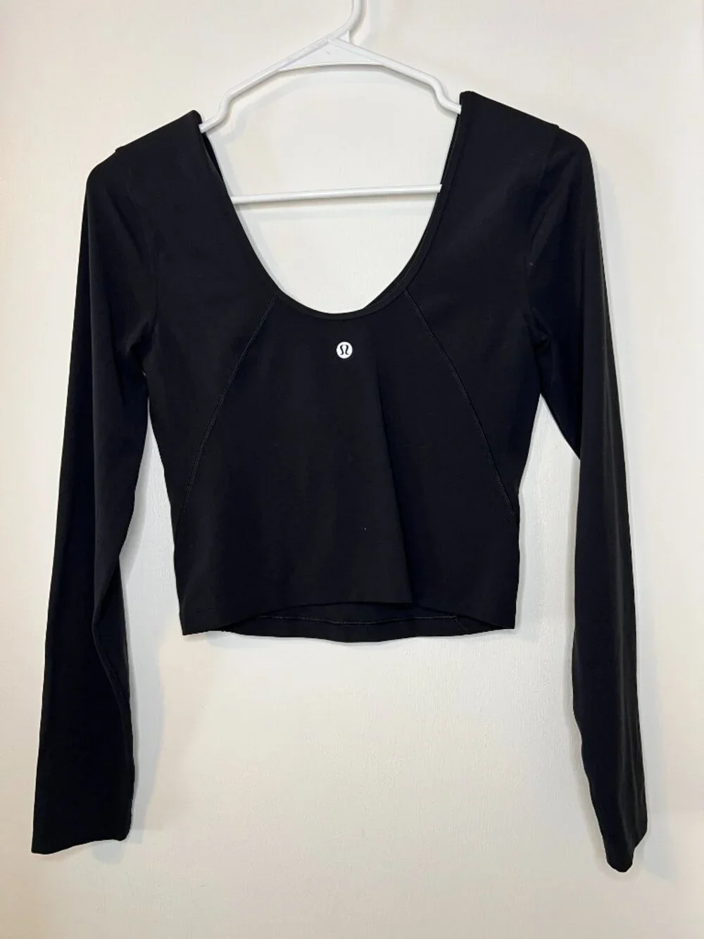Lululemon Align Long Sleeve Crop Top Black Scoop Neck Yoga Size 6